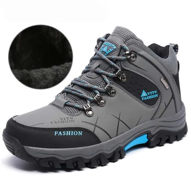 Brand Men Winter Snow Boots Warm Super Men High Quality Waterproof Leather Sneakers Outdoor Male Hiking Boots Work Shoes 39-47