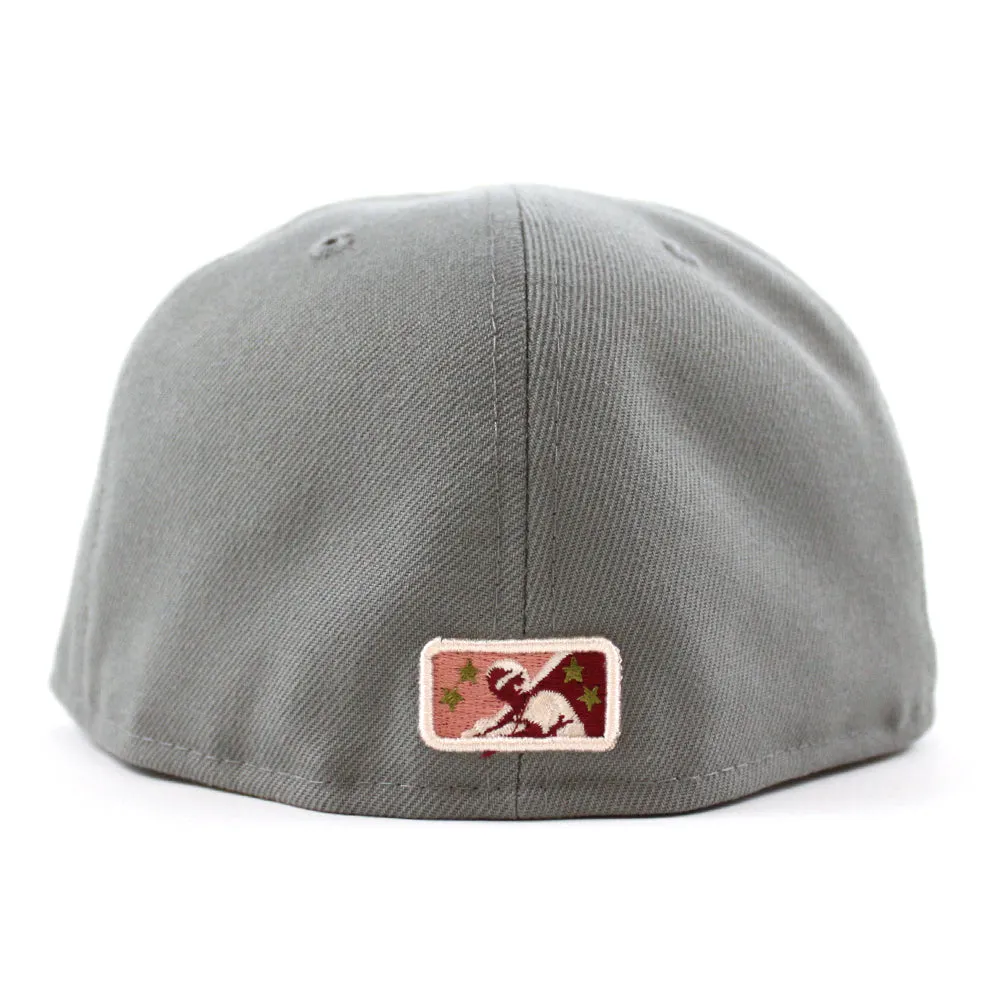 BUFFALO BISONS BISONS Patch New Era 59Fifty Fitted Hat (GITD MISTY MORNING KHAKI PINOT RED Under Brim)