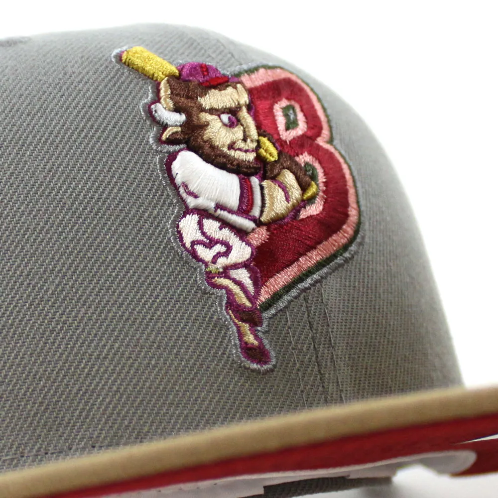 BUFFALO BISONS BISONS Patch New Era 59Fifty Fitted Hat (GITD MISTY MORNING KHAKI PINOT RED Under Brim)