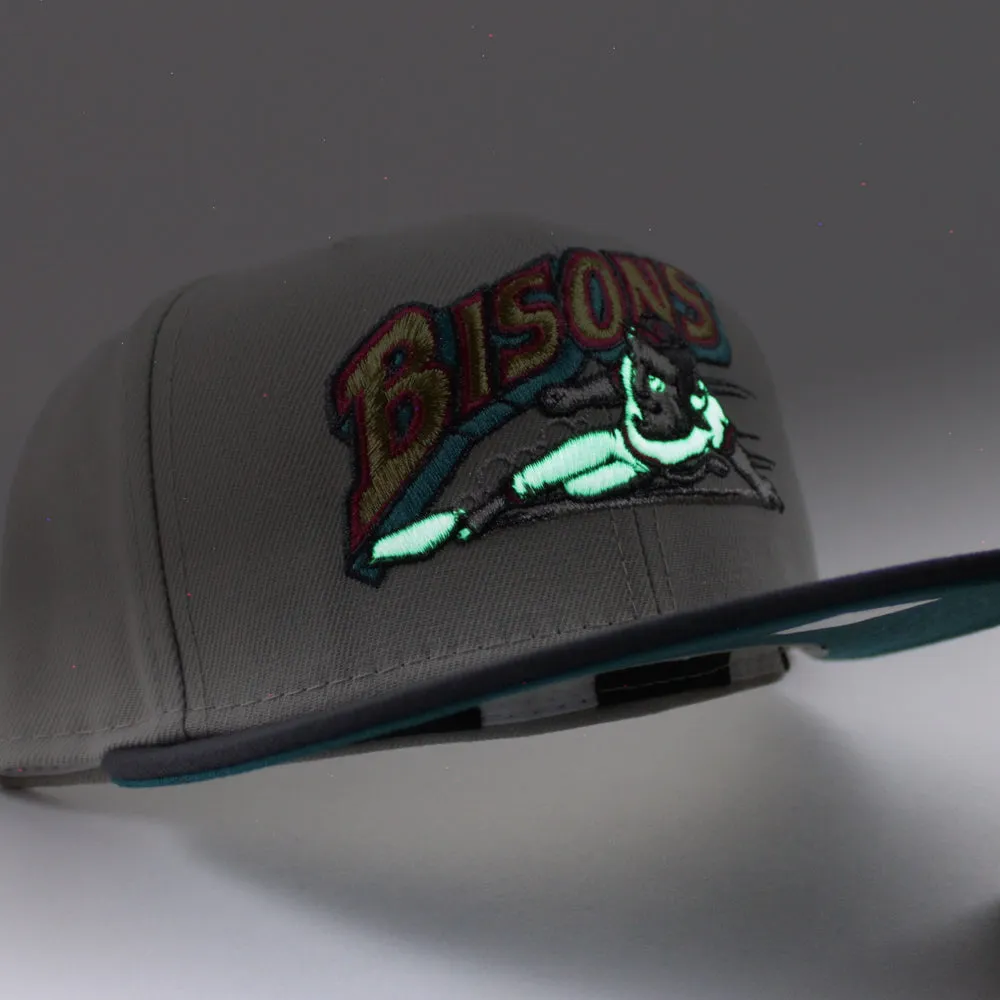 Buffalo Bisons New Era 59Fifty Fitted Hat (GITD Stone Dark Gray Aqua Under Brim)