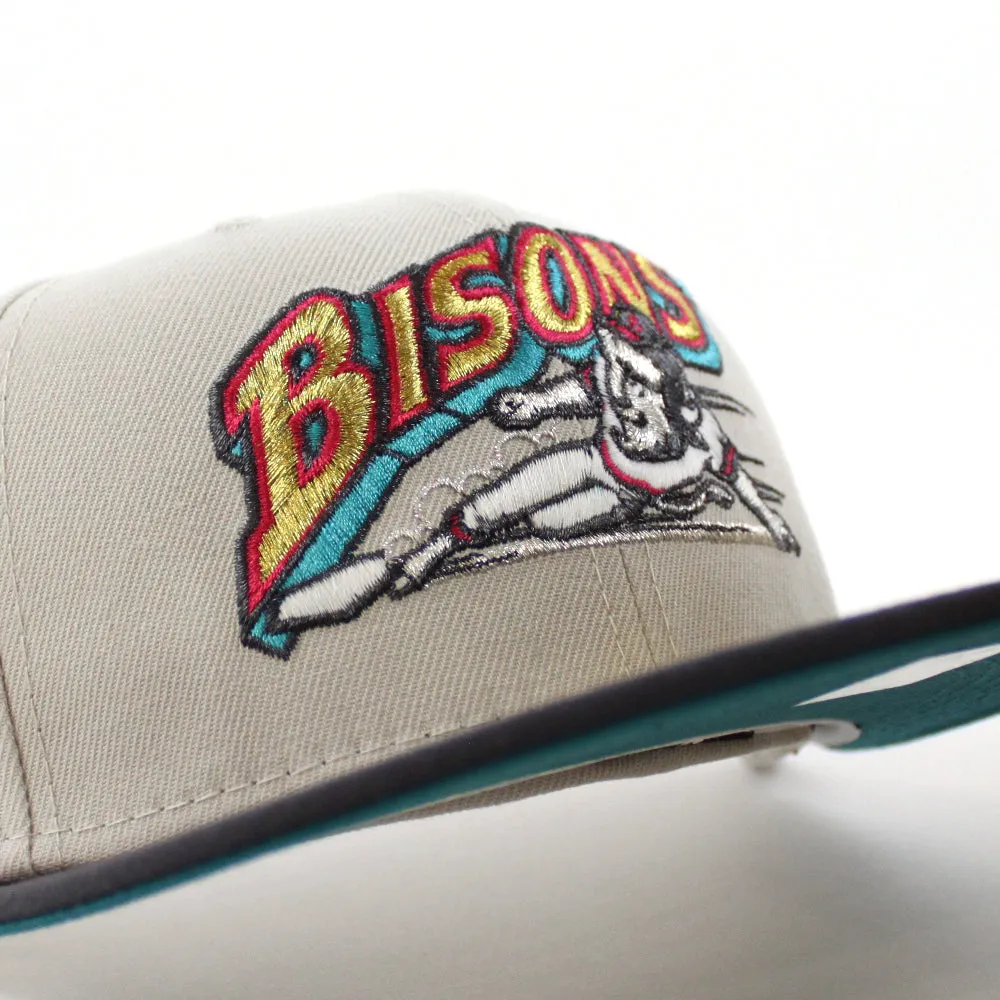 Buffalo Bisons New Era 59Fifty Fitted Hat (GITD Stone Dark Gray Aqua Under Brim)