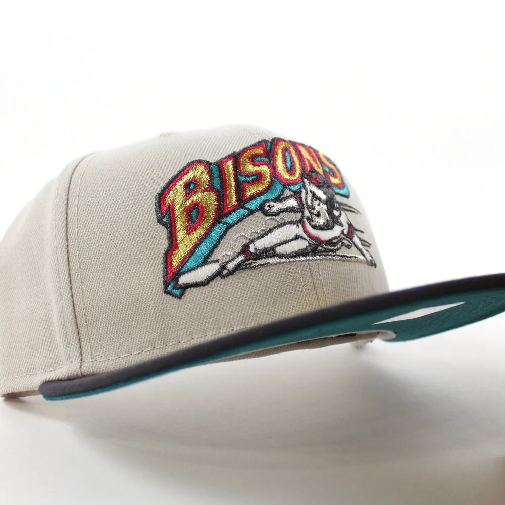 Buffalo Bisons New Era 59Fifty Fitted Hat (GITD Stone Dark Gray Aqua Under Brim)