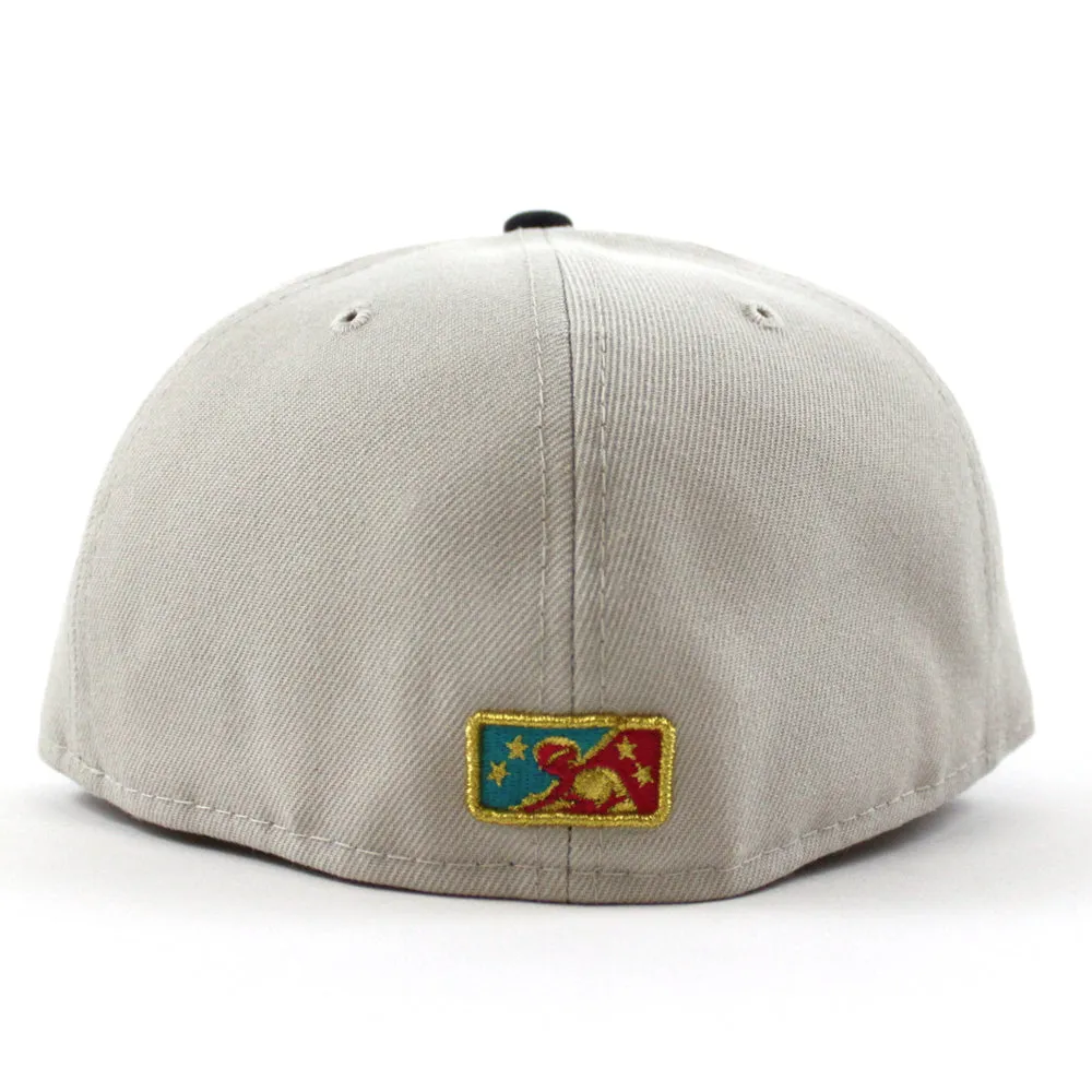 Buffalo Bisons New Era 59Fifty Fitted Hat (GITD Stone Dark Gray Aqua Under Brim)