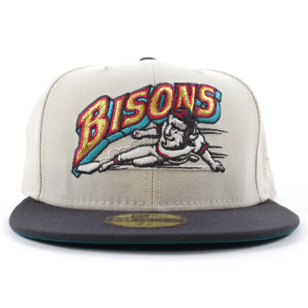 Buffalo Bisons New Era 59Fifty Fitted Hat (GITD Stone Dark Gray Aqua Under Brim)