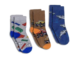 Building Blocks, Monster Trucks and Shark Socks 3-Pack