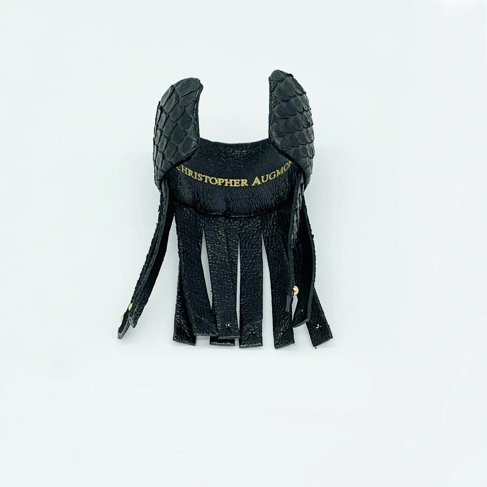 CA Amazon Black Matte Python Gold Studded Fringe Python Cuff