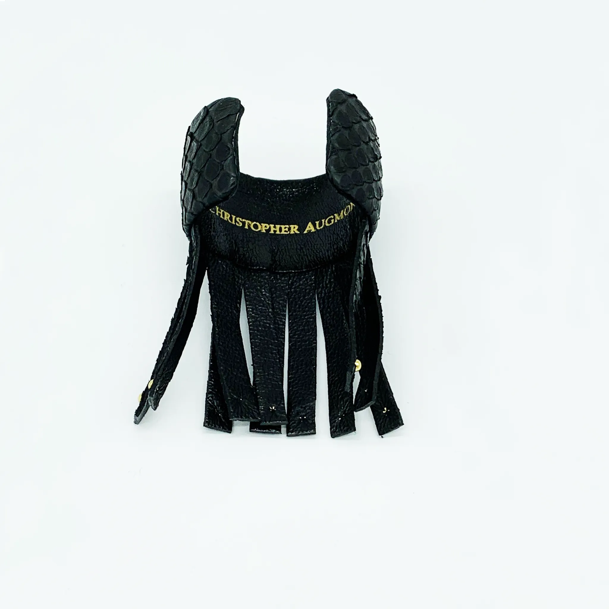 CA Amazon Black Matte Python Gold Studded Fringe Python Cuff