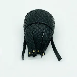 CA Amazon Black Matte Python Gold Studded Fringe Python Cuff