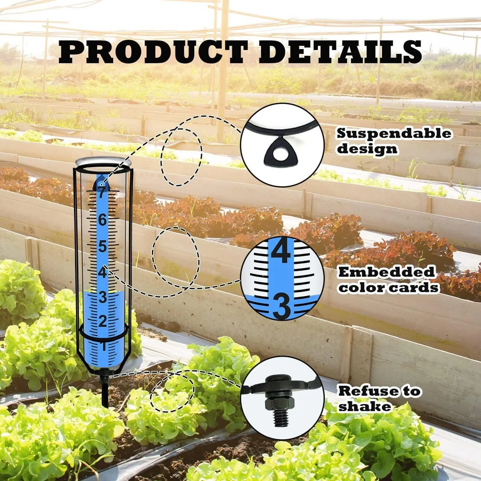 CALANDIS® Outdoor Rain Gauge Adjustable Height Measurement Tools for Outdoor Yard Lawn | 1Pcs Rain Gauge