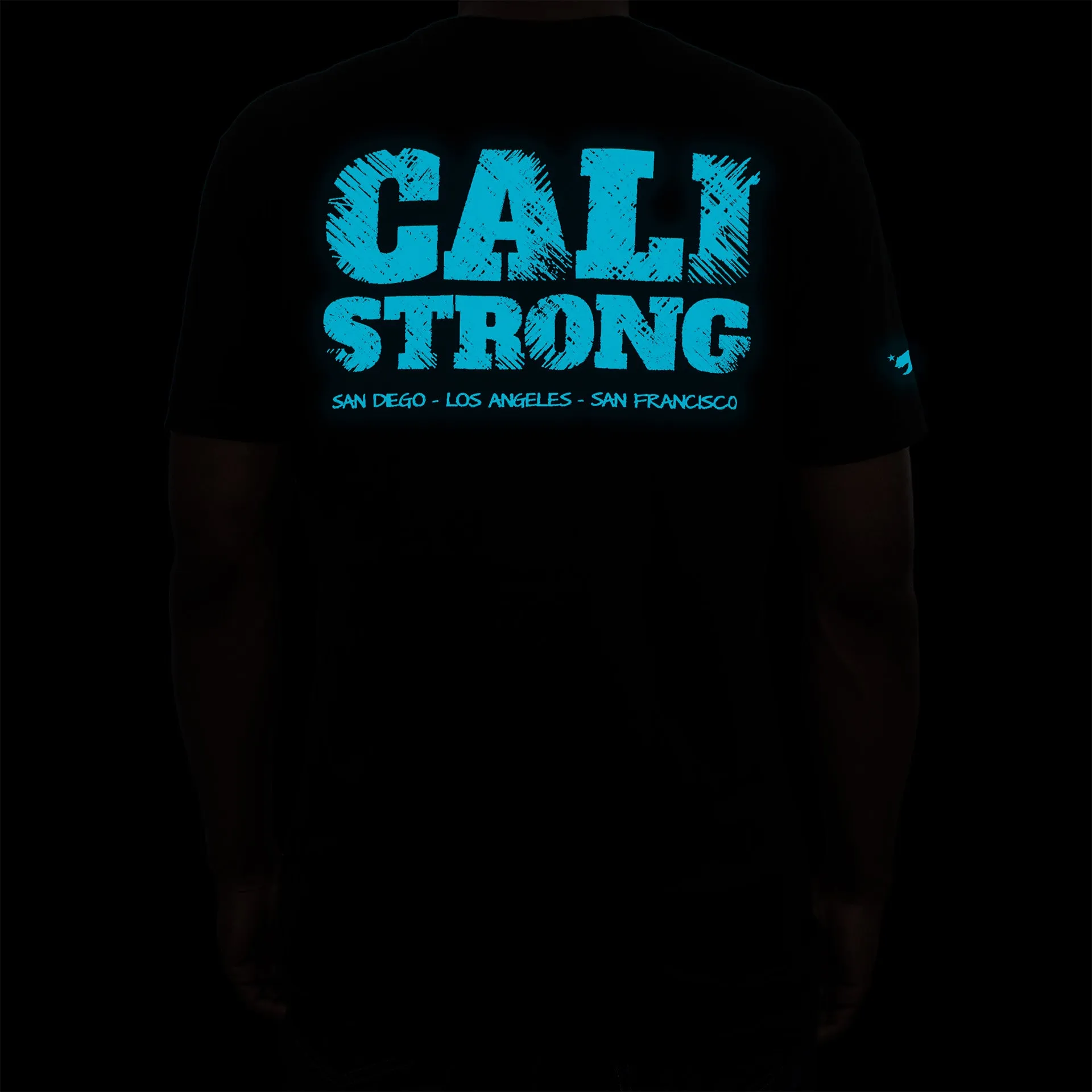 CALI Strong Scratch Black T-Shirt Glow in the Dark