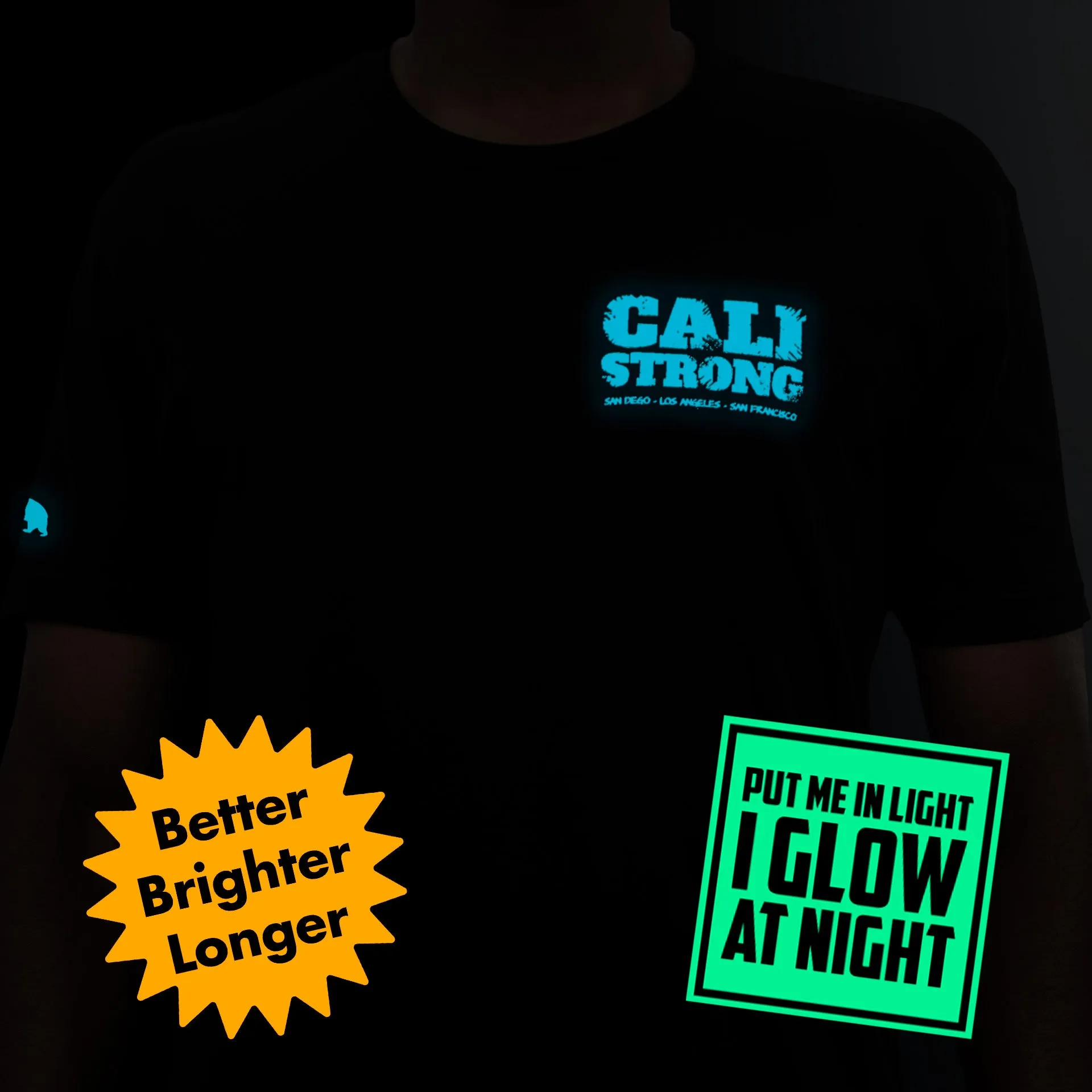 CALI Strong Scratch Black T-Shirt Glow in the Dark