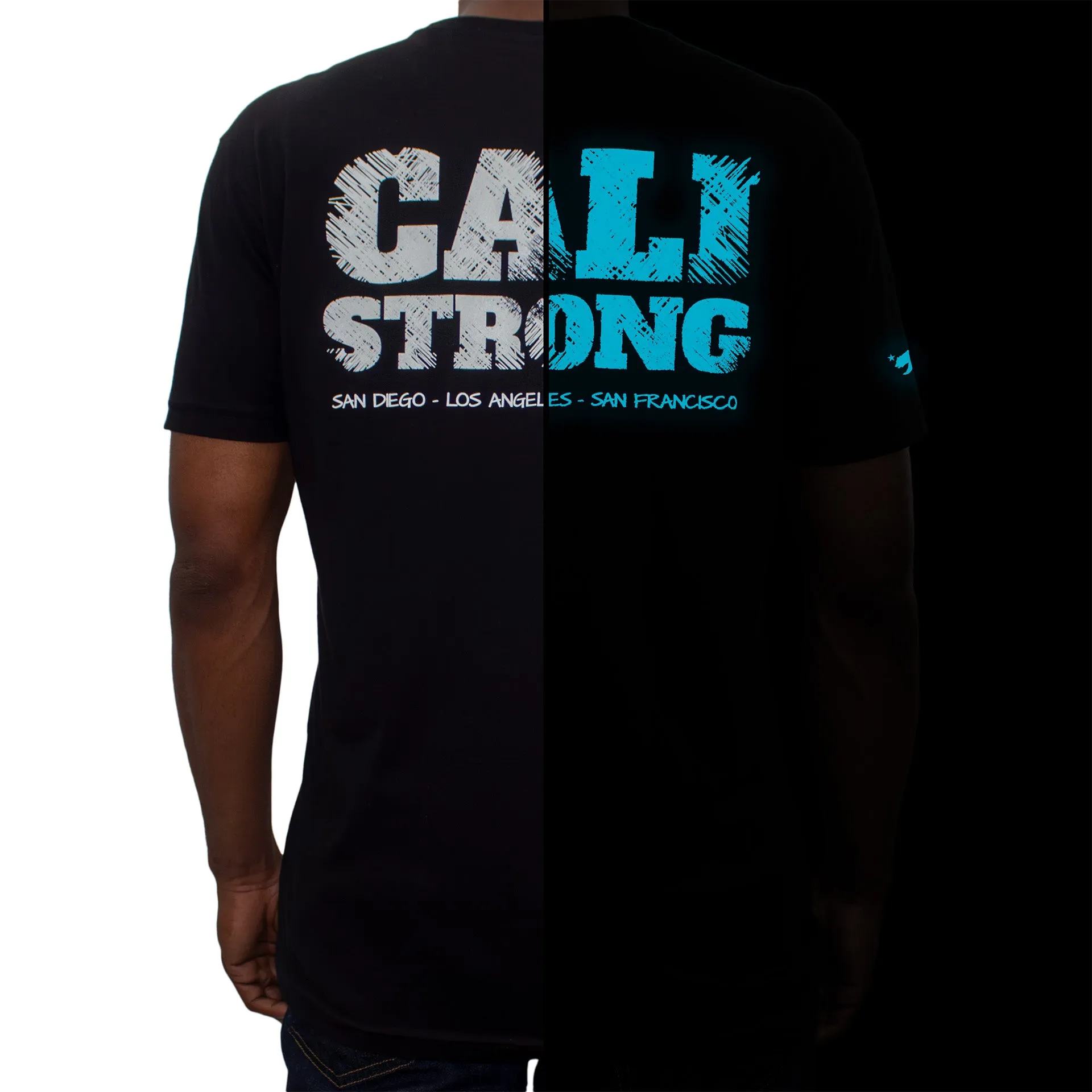 CALI Strong Scratch Black T-Shirt Glow in the Dark