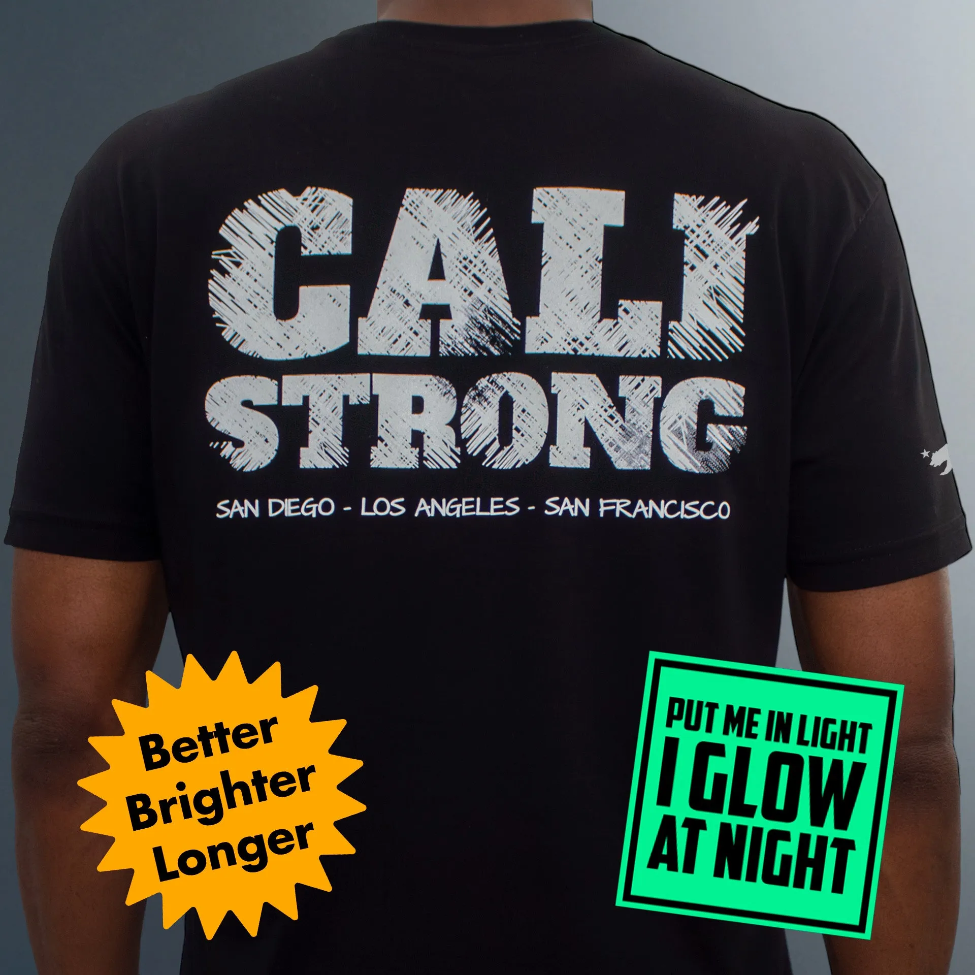 CALI Strong Scratch Black T-Shirt Glow in the Dark