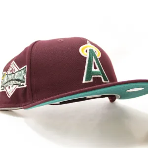 California Angels 1989 All-Star Game New Era 59Fifty Fitted Hat (GITD Maroon Teal Under Brim)