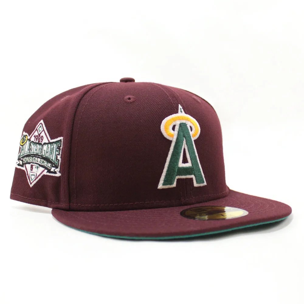 California Angels 1989 All-Star Game New Era 59Fifty Fitted Hat (GITD Maroon Teal Under Brim)