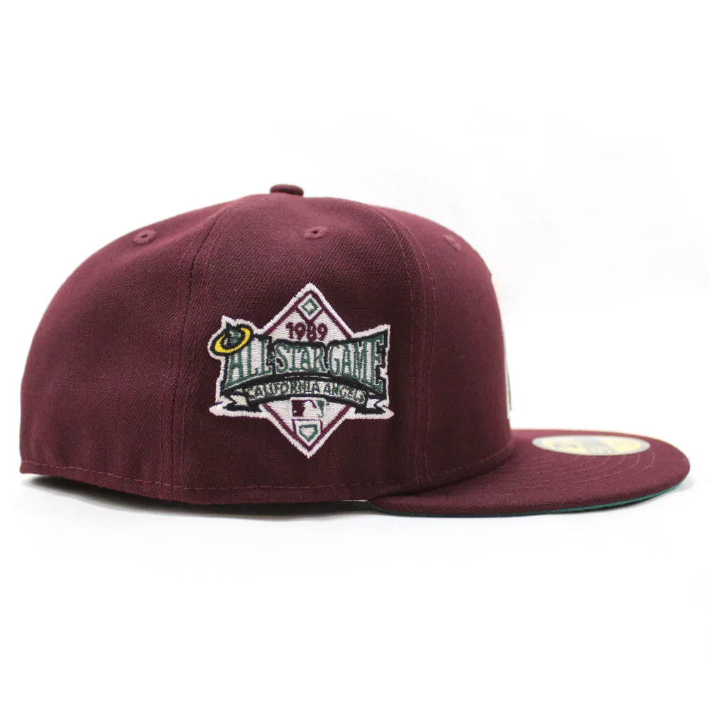California Angels 1989 All-Star Game New Era 59Fifty Fitted Hat (GITD Maroon Teal Under Brim)