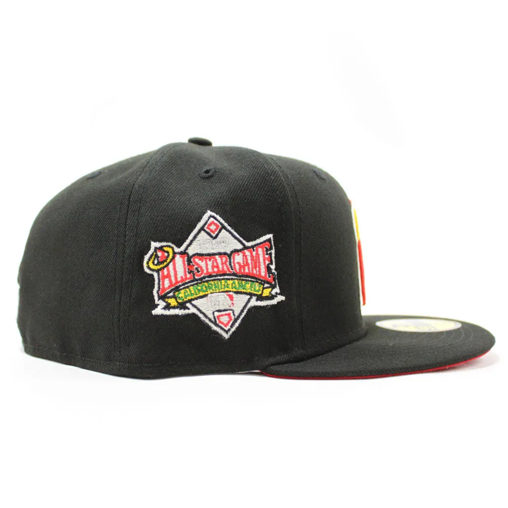 California Angels 1989 All-Star Game New Era 59Fifty Fitted Hat (Glow in the Dark Black Red Under Brim)
