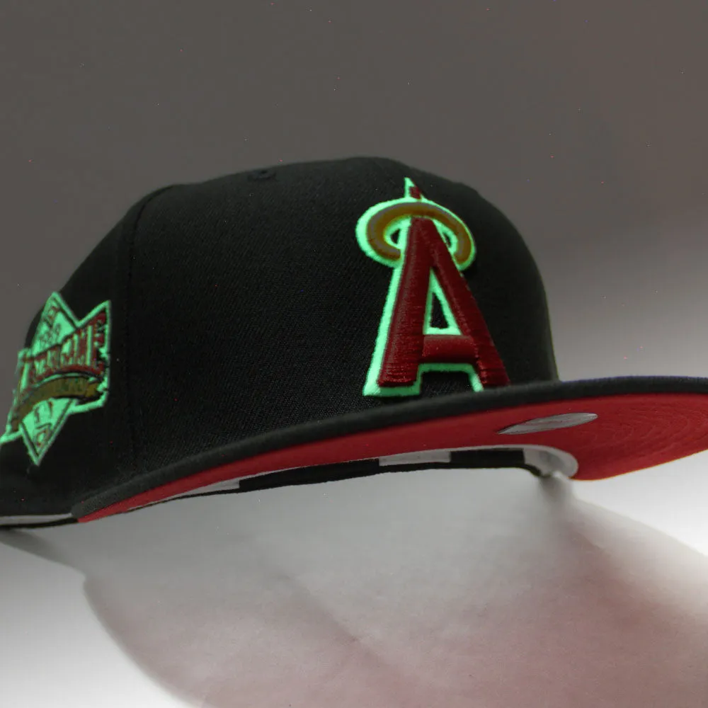 California Angels 1989 All-Star Game New Era 59Fifty Fitted Hat (Glow in the Dark Black Red Under Brim)