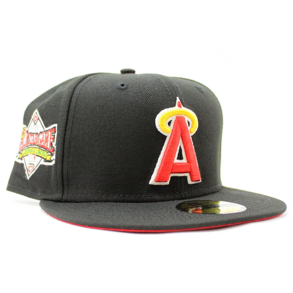 California Angels 1989 All-Star Game New Era 59Fifty Fitted Hat (Glow in the Dark Black Red Under Brim)