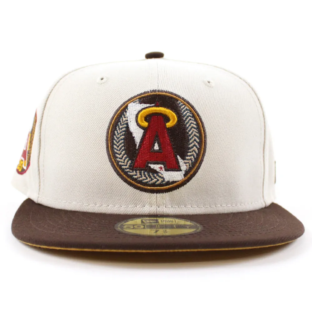 California Angels 25th Anniversary New Era 59Fifty Fitted Hat (GITD STONE BURNT WOOD PANAMA TAN UNDER BRIM)