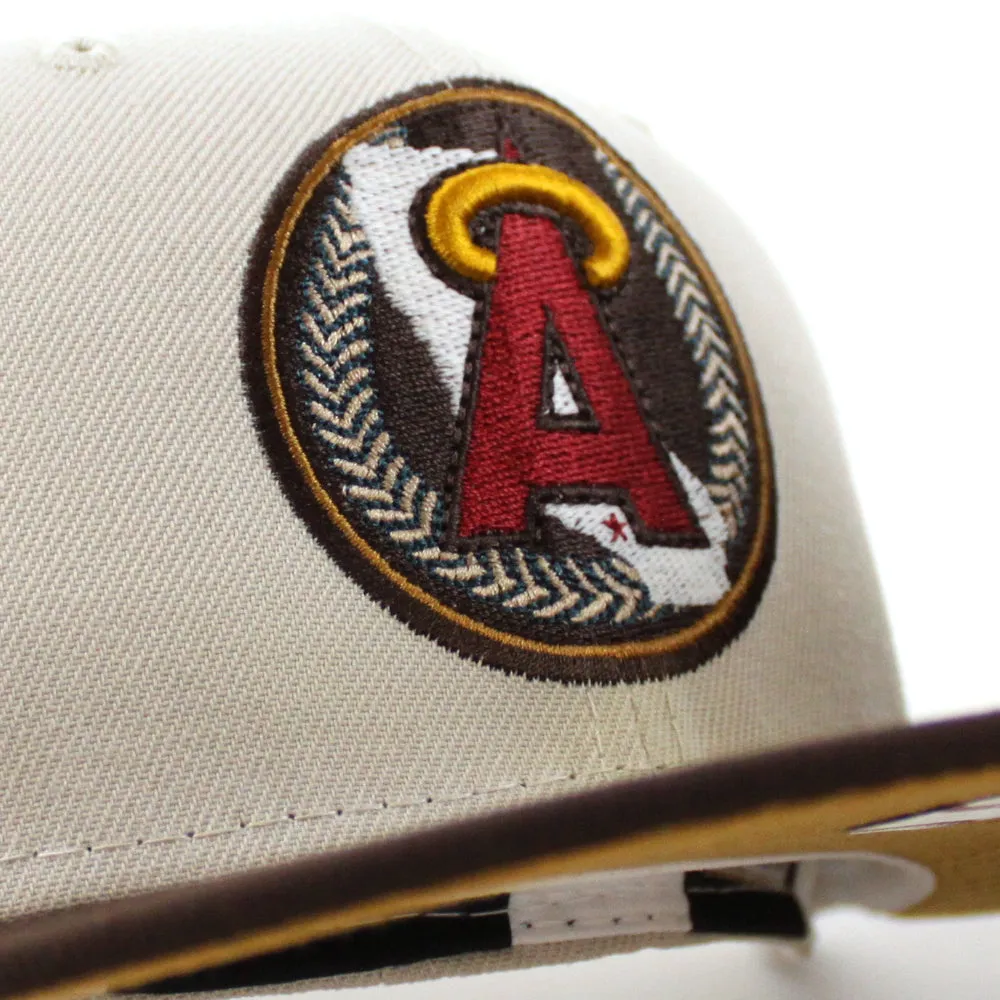 California Angels 25th Anniversary New Era 59Fifty Fitted Hat (GITD STONE BURNT WOOD PANAMA TAN UNDER BRIM)