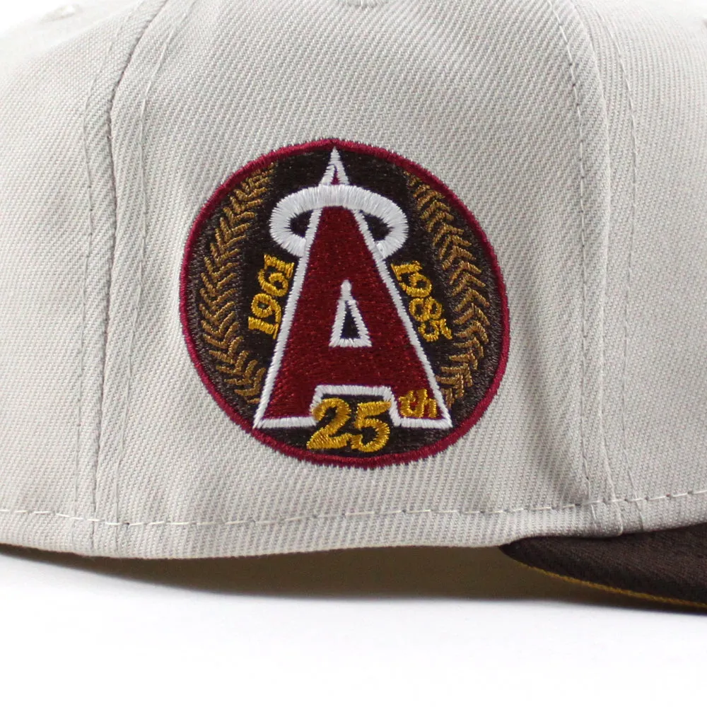 California Angels 25th Anniversary New Era 59Fifty Fitted Hat (GITD STONE BURNT WOOD PANAMA TAN UNDER BRIM)