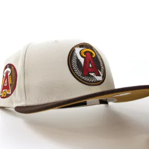 California Angels 25th Anniversary New Era 59Fifty Fitted Hat (GITD STONE BURNT WOOD PANAMA TAN UNDER BRIM)