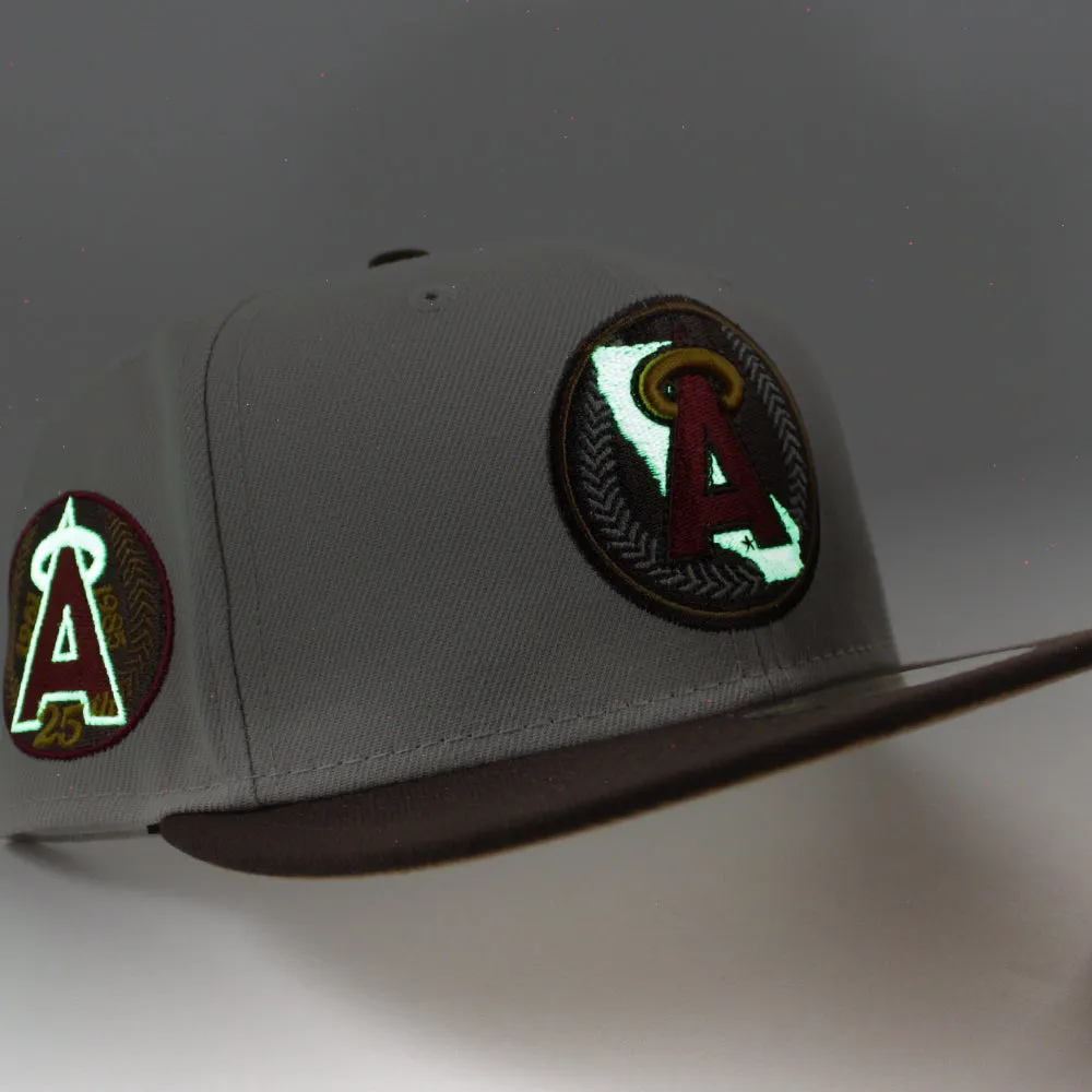 California Angels 25th Anniversary New Era 59Fifty Fitted Hat (GITD STONE BURNT WOOD PANAMA TAN UNDER BRIM)
