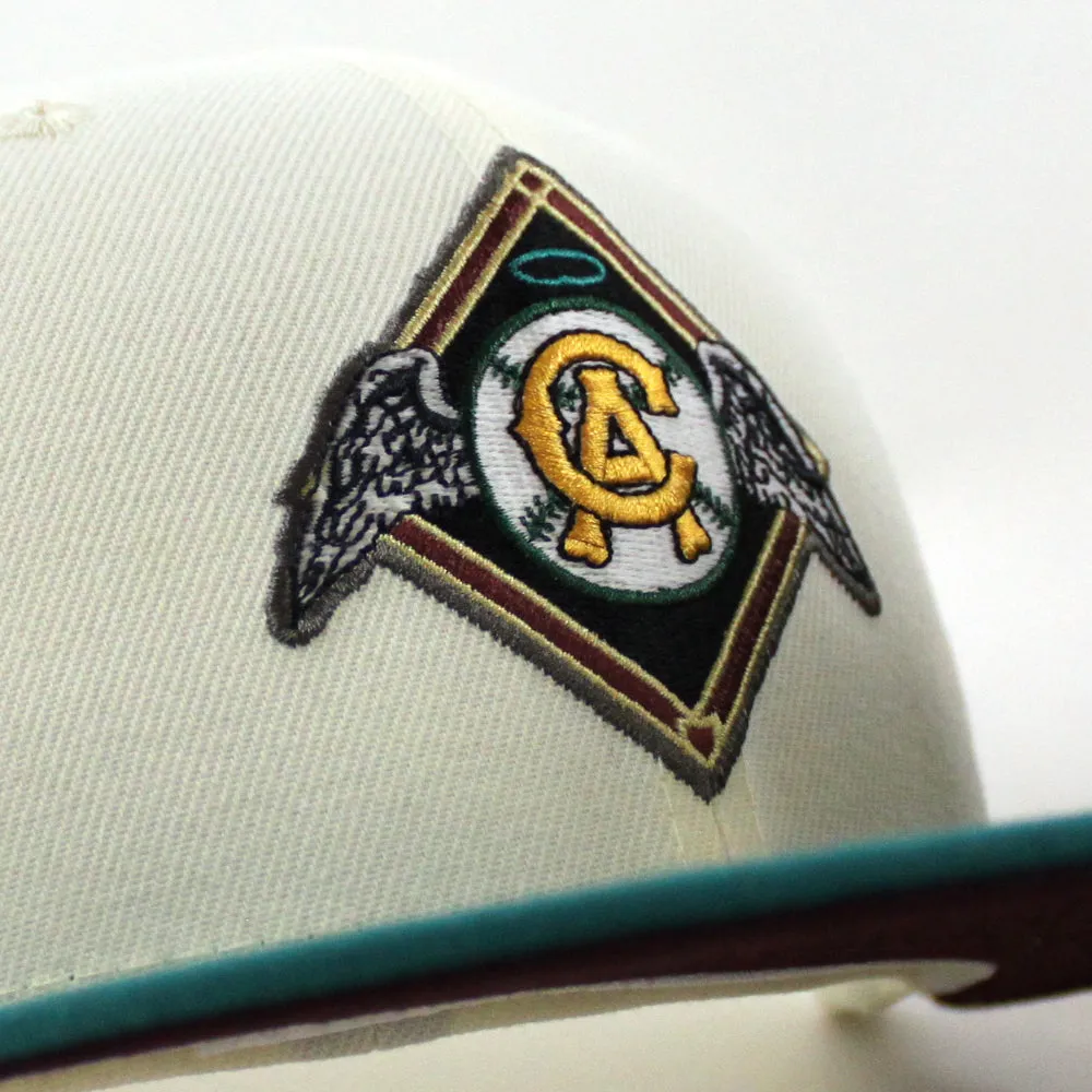 California Angels 67All Star Game New Era 59Fifty Fitted Hat (Glow in the Dark Chrome North West Green Maroon UNDER BRIM)