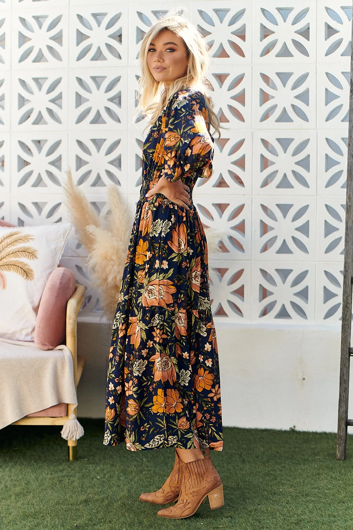 California Poppy Print Nevada Dress