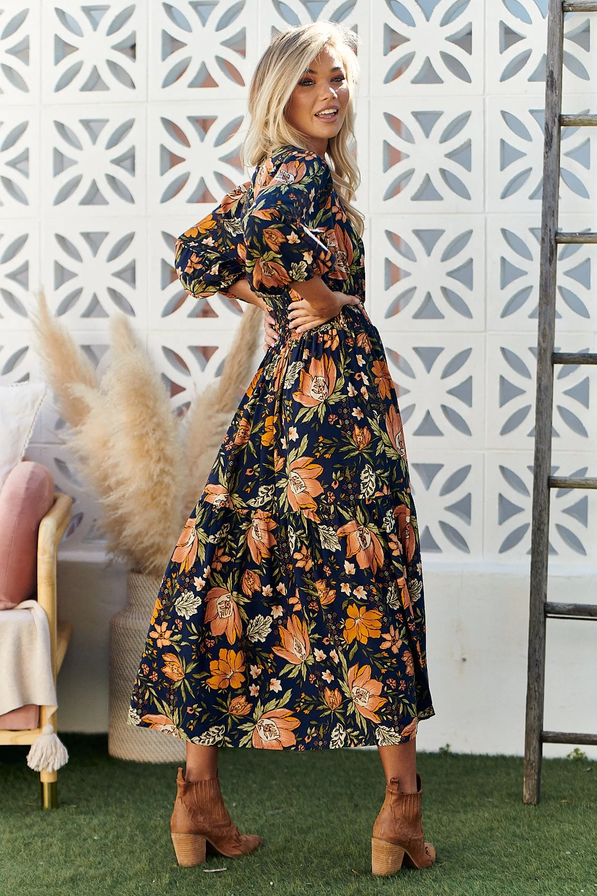 California Poppy Print Nevada Dress