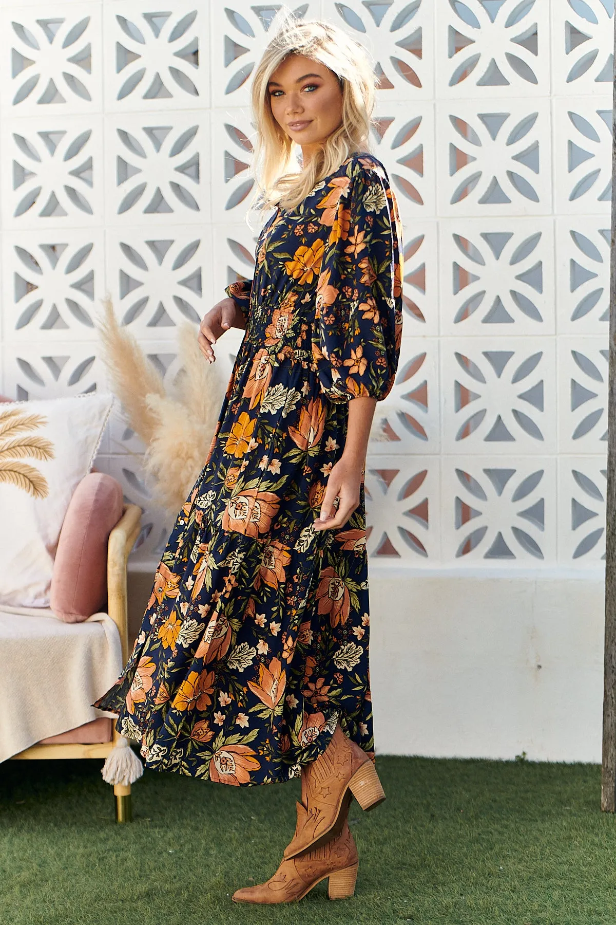 California Poppy Print Nevada Dress