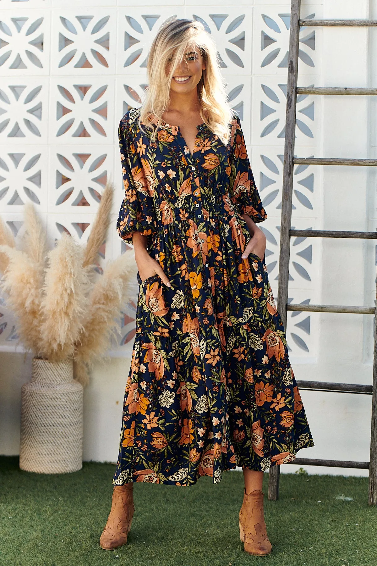 California Poppy Print Nevada Dress