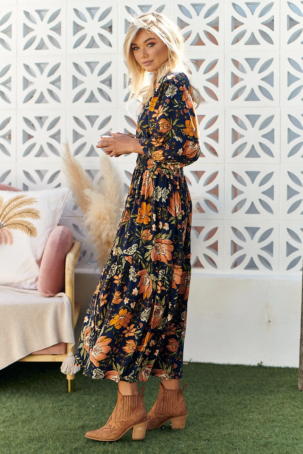 California Poppy Print Nevada Dress