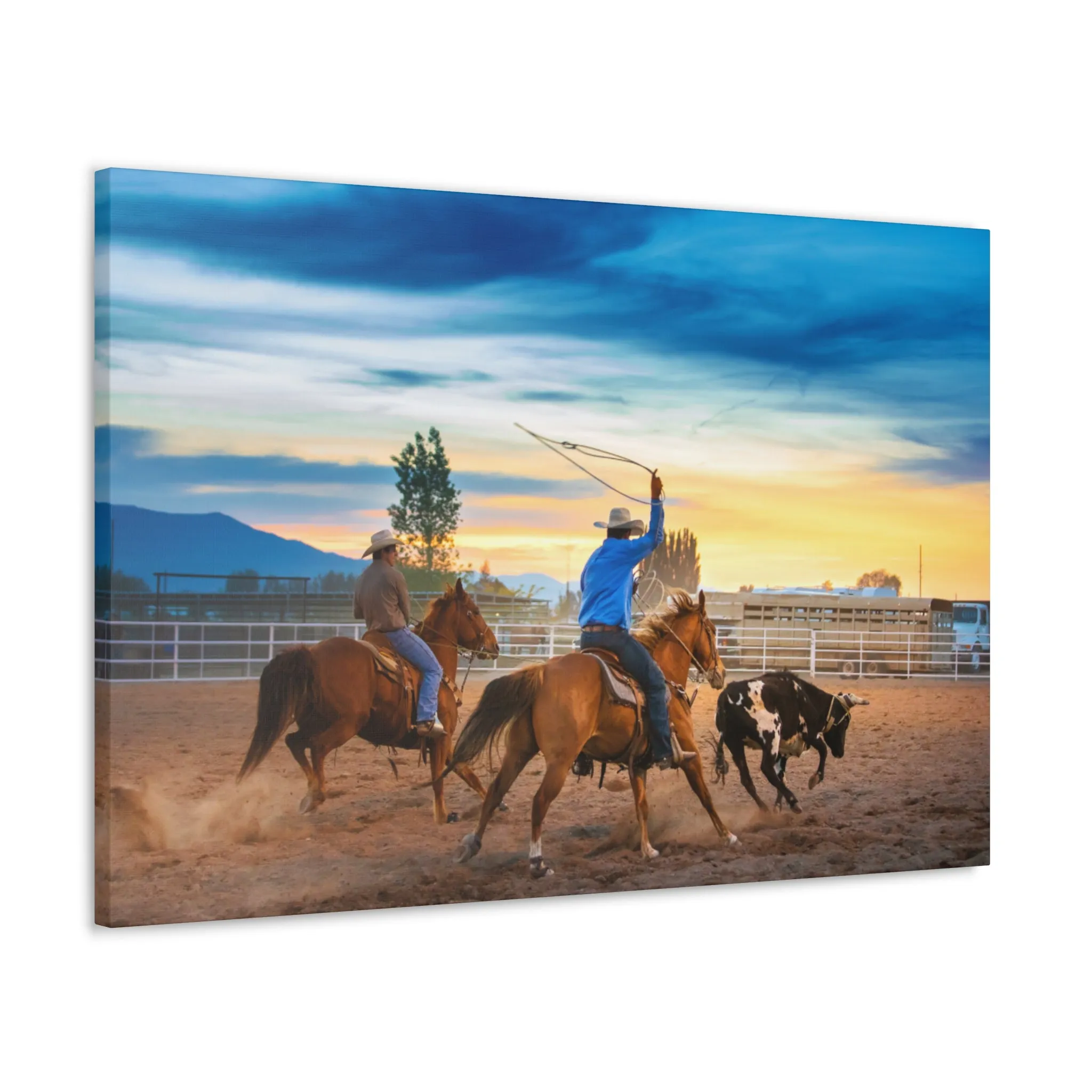Canvas Gallery Wraps - Roping until Dark Western Horse Art Decor