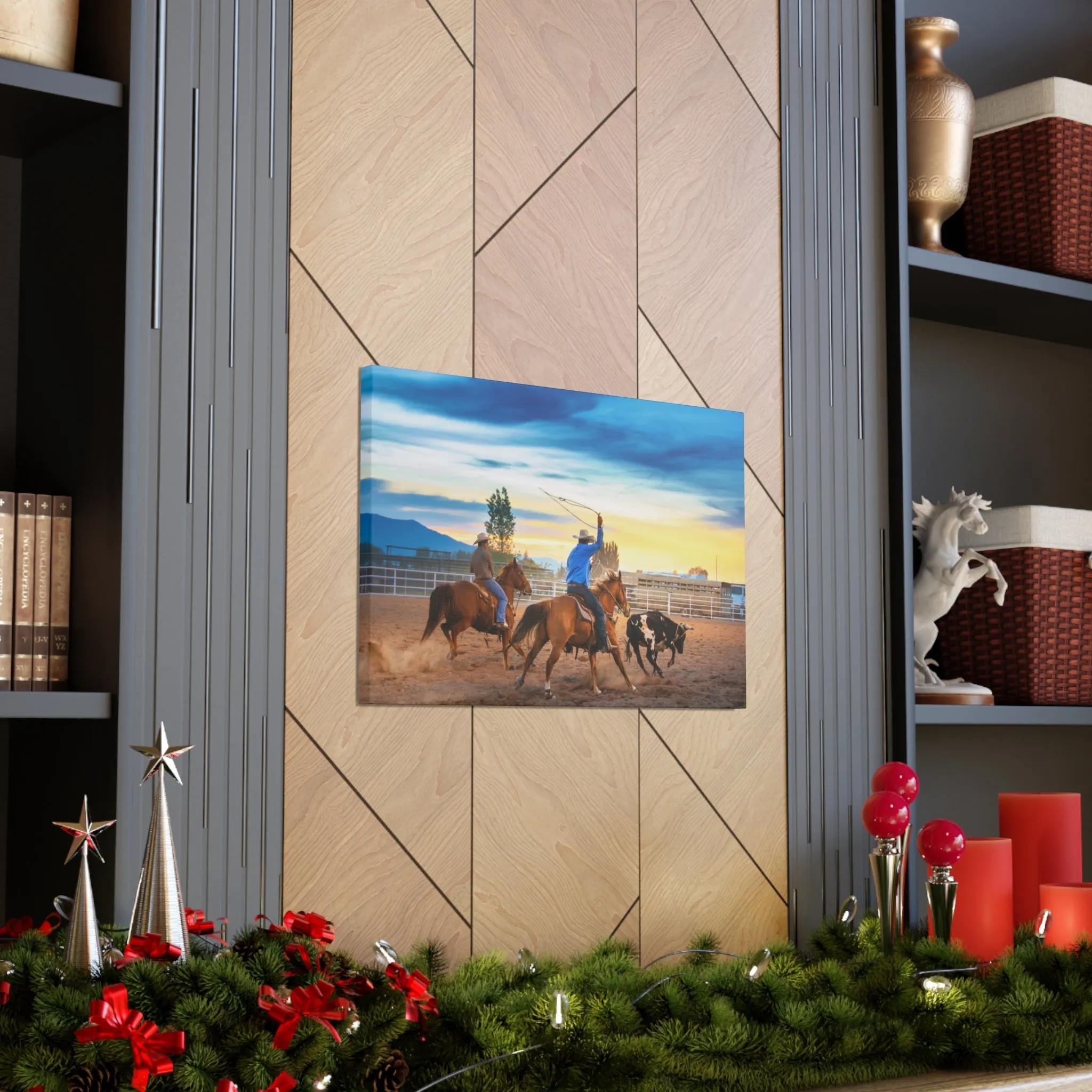 Canvas Gallery Wraps - Roping until Dark Western Horse Art Decor