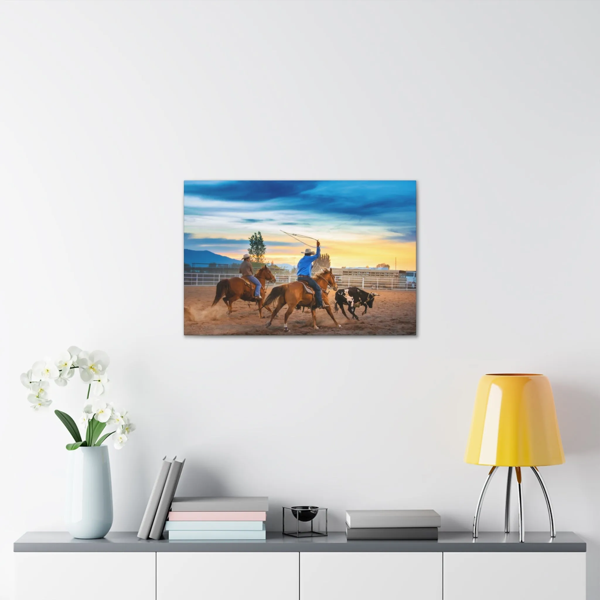 Canvas Gallery Wraps - Roping until Dark Western Horse Art Decor