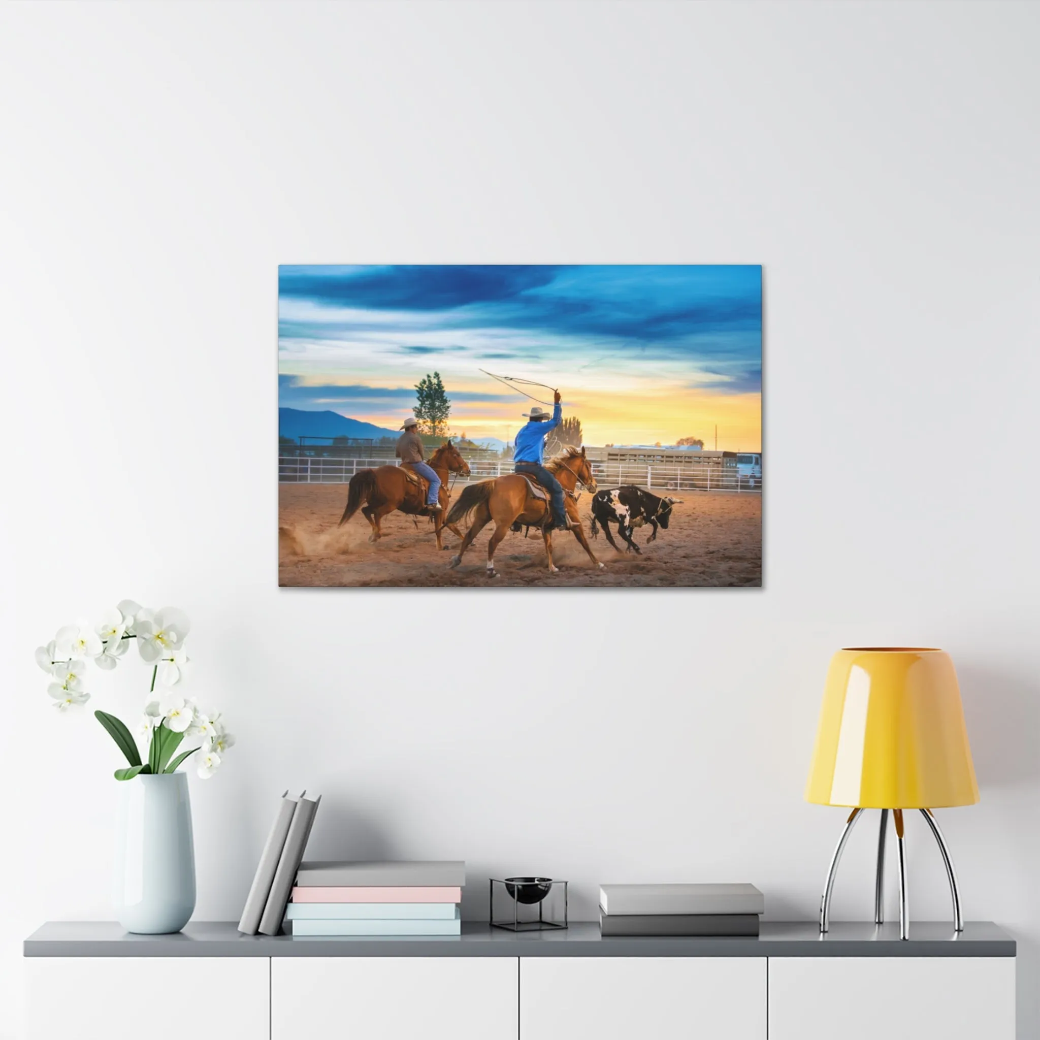 Canvas Gallery Wraps - Roping until Dark Western Horse Art Decor