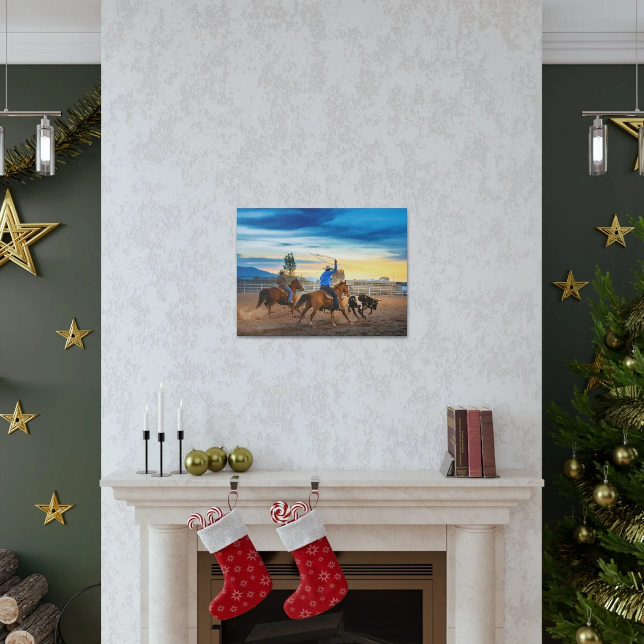 Canvas Gallery Wraps - Roping until Dark Western Horse Art Decor
