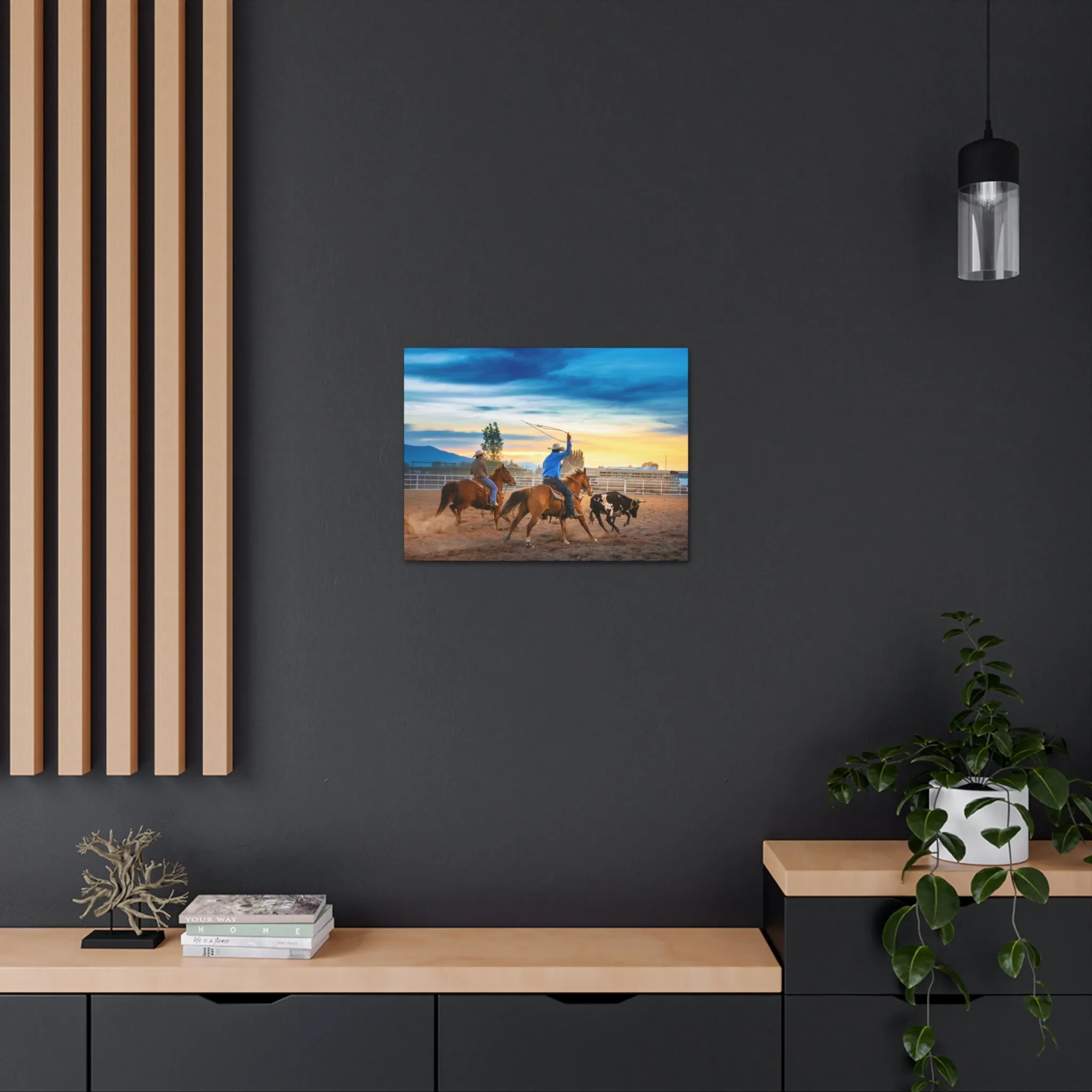 Canvas Gallery Wraps - Roping until Dark Western Horse Art Decor