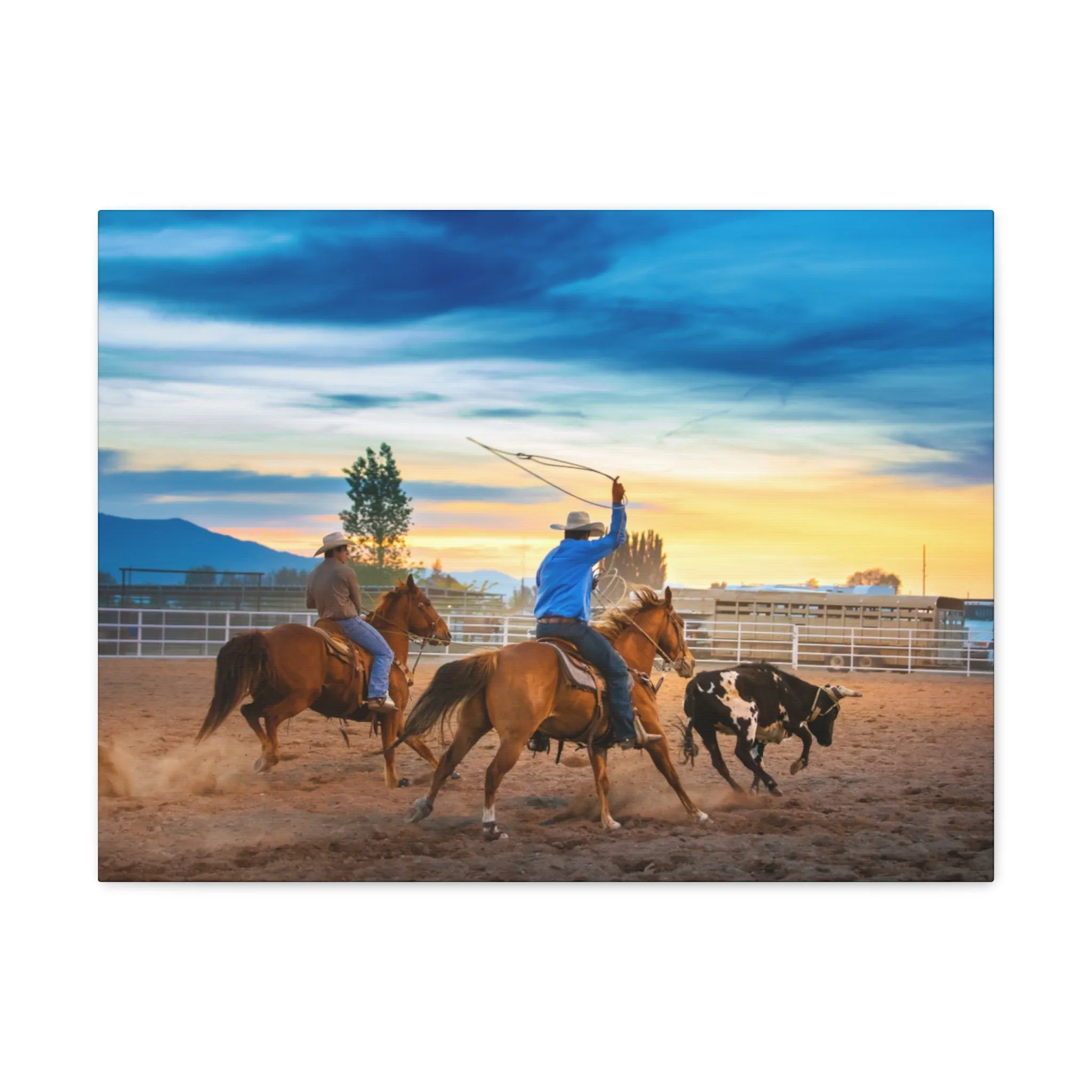 Canvas Gallery Wraps - Roping until Dark Western Horse Art Decor
