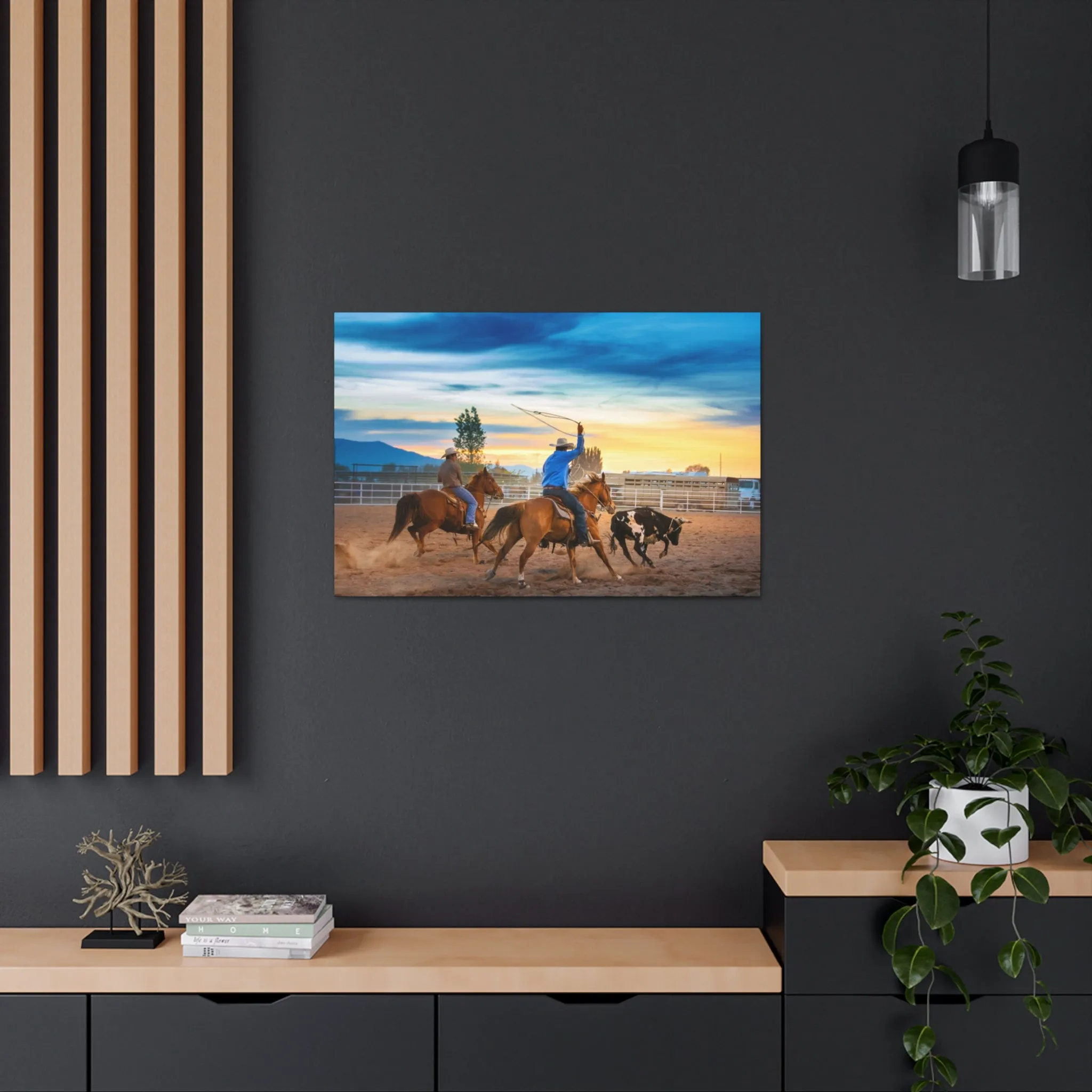 Canvas Gallery Wraps - Roping until Dark Western Horse Art Decor