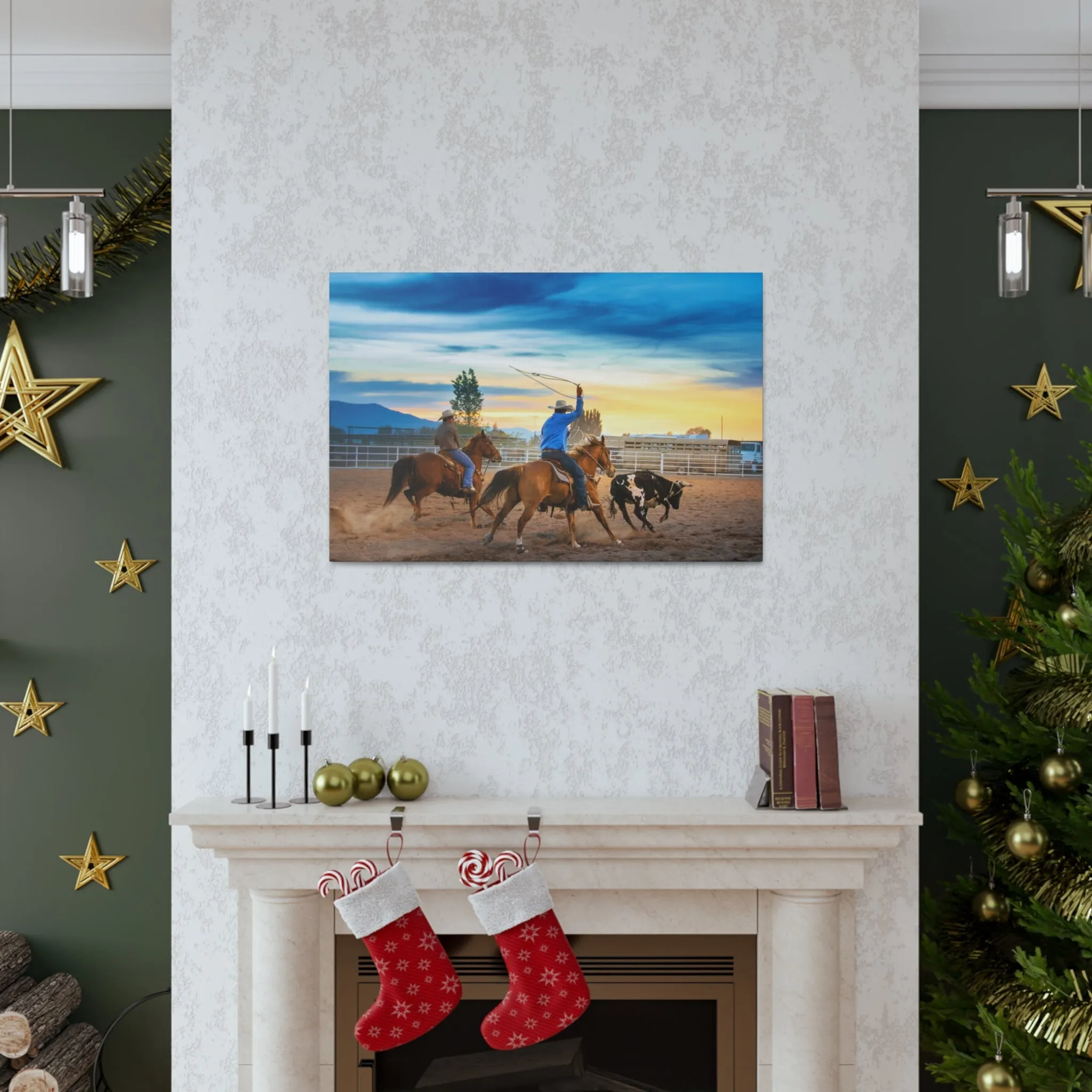 Canvas Gallery Wraps - Roping until Dark Western Horse Art Decor