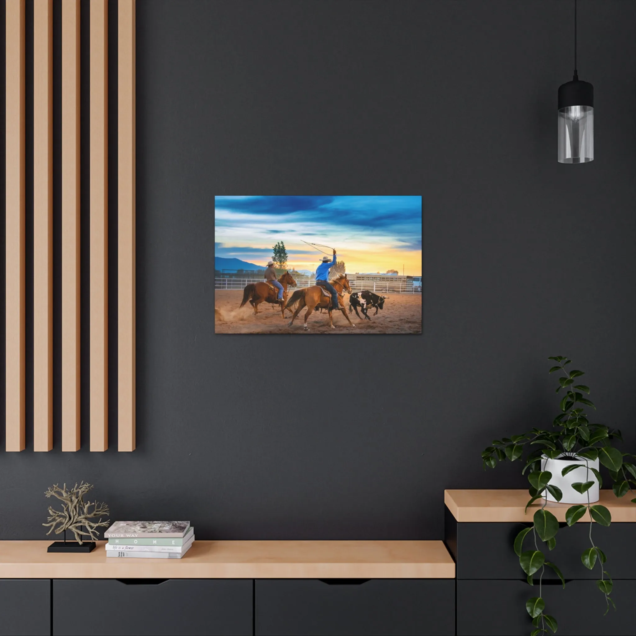 Canvas Gallery Wraps - Roping until Dark Western Horse Art Decor