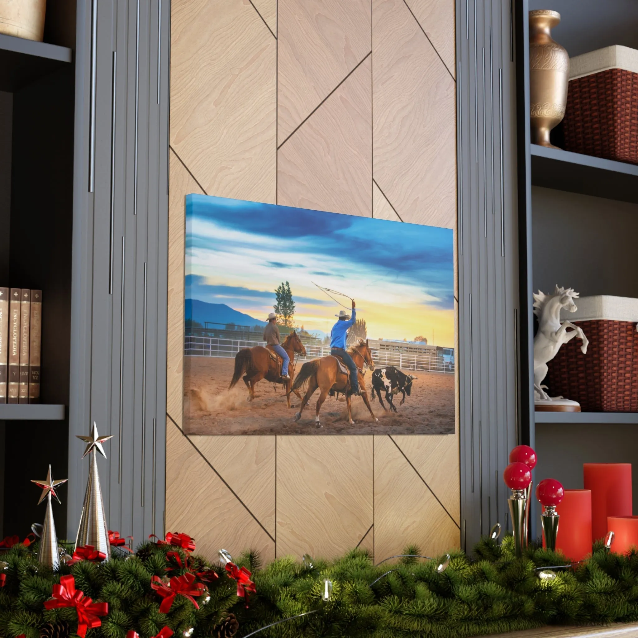 Canvas Gallery Wraps - Roping until Dark Western Horse Art Decor