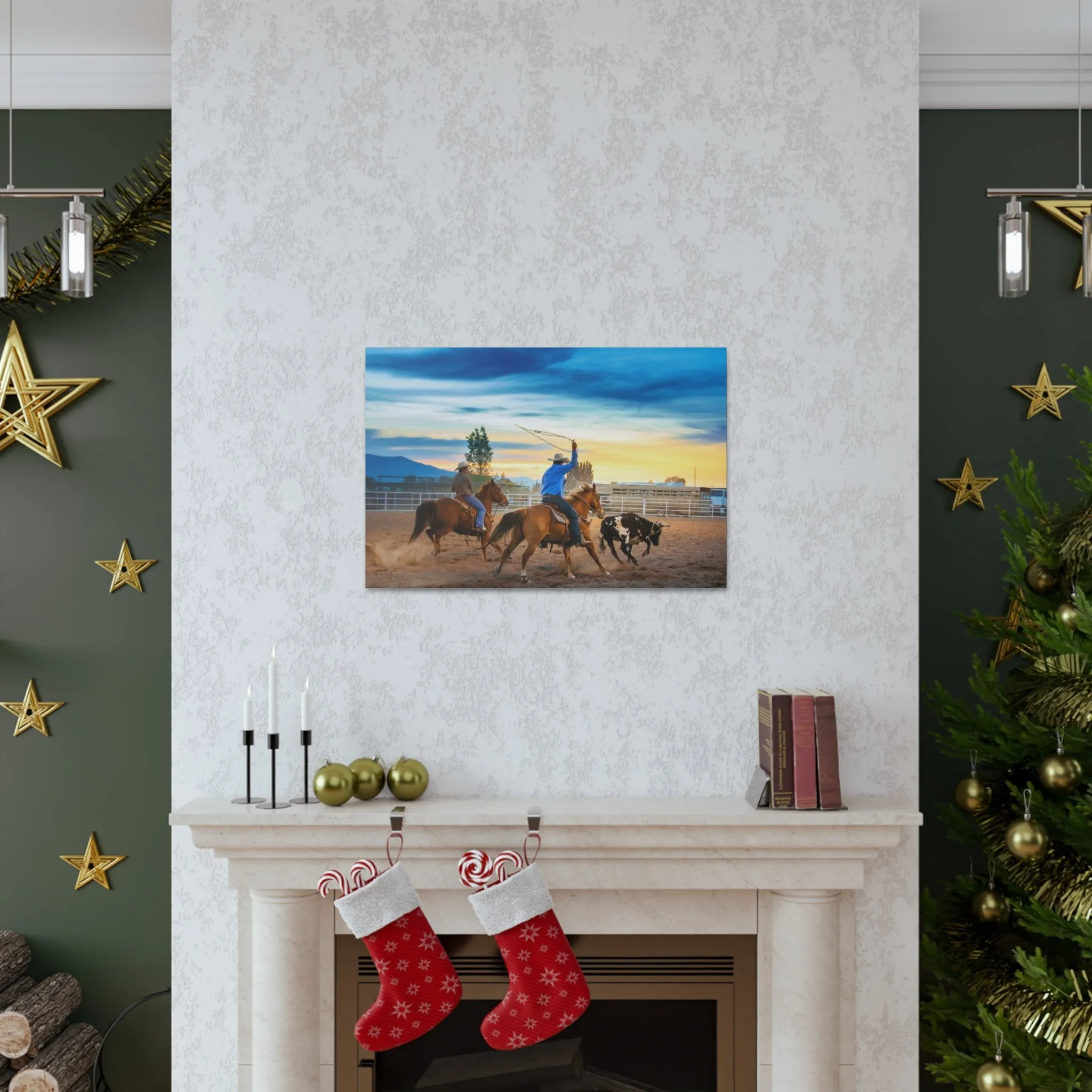 Canvas Gallery Wraps - Roping until Dark Western Horse Art Decor