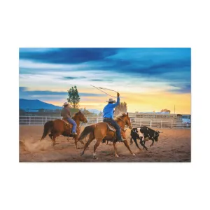 Canvas Gallery Wraps - Roping until Dark Western Horse Art Decor