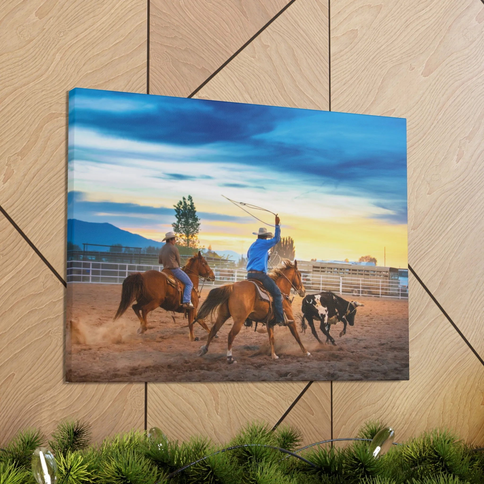 Canvas Gallery Wraps - Roping until Dark Western Horse Art Decor
