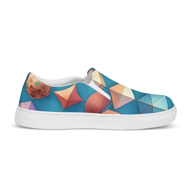 Canvas Slip Ons with Bold Abstract Art Vibes