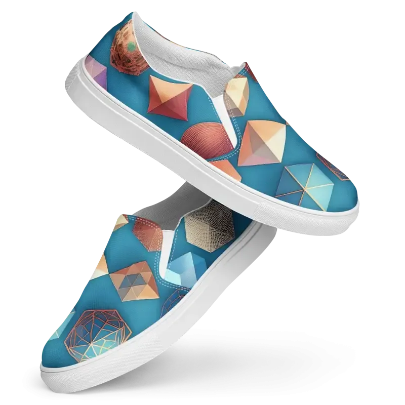 Canvas Slip Ons with Bold Abstract Art Vibes